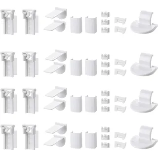 Rhsemi Plissee Ersatzteile Set Klemmträger Zubehör, Plissee Klemmträger Zubehör Klemmfix Halterung, Ohne Bohren Verstellbar Plissee Ersatzteile Set Verstellbereich(8 Kit 48 Stück)