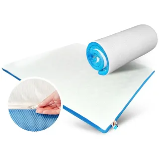 MARQA HOME, Topper Matratzentopper Komfortschicht, Reißverschlüsse, Waschbaren Bezug, Blue Gel, (Packung set, 1 Tlg), Für alle Betten (Boxspringbett) und Matratzen geiegnet 160 cm x 200 cm