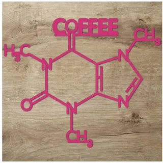 Namofactur 3D-Wandtattoo 'Coffee' aus Holz Wandbild Kaffee Caffé Wanddeko Café Dekoration, außergewöhnliches Geschenk Coffee Junkie, but first coffee Holzkunst rosa