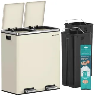 Songmics Mülltrenner 2 x 30 l Cremeweiß