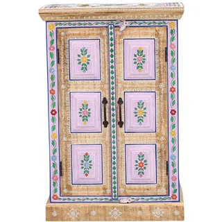 Schrank Deko Wohnaccessoire Weiß Holz 94cm Orientalisch Handarbeit Wohnzimmer
