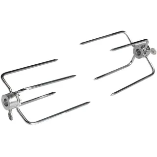 SANTOS Edelstahl Fleischklammer, Krallen, Spießgabel, Edelstahl für Drehspieße mit bis zu Ø14mm - Vierkant Forken für Ihre Gasgrill-/Kugelgrill-Rotisserie