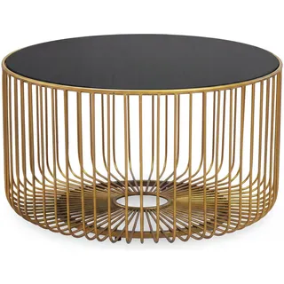 FineBuy Couchtisch 60cm Sofatisch Metall Glas Wohnzimmertisch Beistelltisch Rund Gold