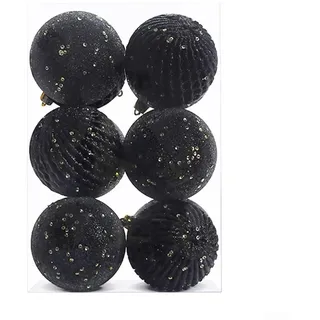 12 Weihnachtskugeln, festlich und langlebig, 12 Stück wunderschön gestaltetes Kugel-Set (schwarz)