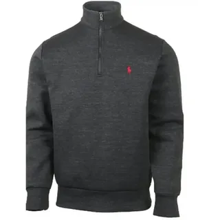 Polo Ralph Lauren Troyer Half Zip Pullover Sweatshirt Entspannter Schnitt, Stehkragen, Halbreißverschluss grau|schwarz S