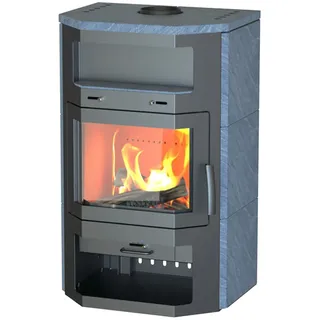 Holzkamin Thermia Bali Max V3 Naturstein grau Kaminofen eckig Landhaus Effizient