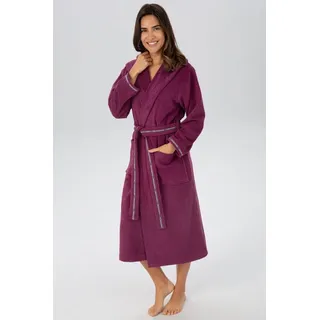 bruno banani Damenbademantel Danny, ideal für Sauna & Spa, Hotelbademantel, Morgenmantel, Langform, Microfaser, Kapuze, Gürtel, mit Logostreifen, aus 100% Baumwolle, XS-3XL rosa XXL | 125 cm