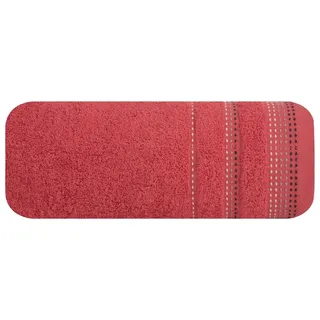Eurofirany Handtuch POLA, Frottee Handtücher Gästetücher Badetücher Bordüre Bestickt Vorsticht rot 30 cm x 50 cm