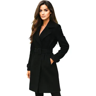Worldclassca Lederimitatmantel Worldclassca Wildlederoptik Mantel Trenchcoat mit Gürtel Fashion Neue Kollektion - Stilvolle und gemütliche Mode für Damen schwarz
