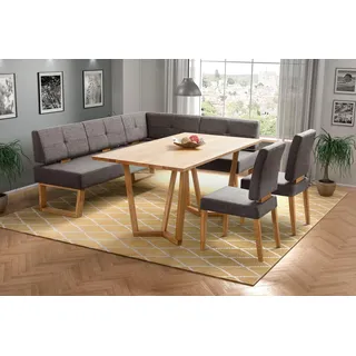 OTTO home Eckbankgruppe OTTO HOME "Ponza Eckbank Küchenbank", braun (braun, eiche geölt), langer Schenkel links, Sitzmöbel-Sets, Eckbankgruppe, Sitzgruppe Esszimmer Stühle Tisch und Bank bequem gepolstert