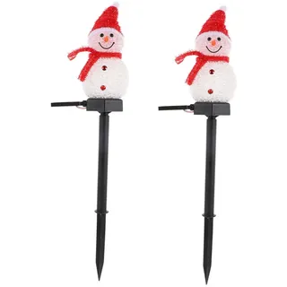NUOBESTY 2Stücke Solar Rasenlichter Schneemann LED Gartenleuchten Für Außenbereich Weihnachtsdekoration Solarbetriebene Bodenlampen Für Garten