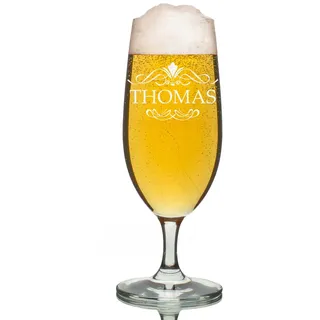 polar-effekt Leonardo Bier-Tulpe 0,3 Liter mit personalisierter Gravur - Bierglas mit Namen - spülmaschinenfestes Glas für Pils, Lager und Craft Beer