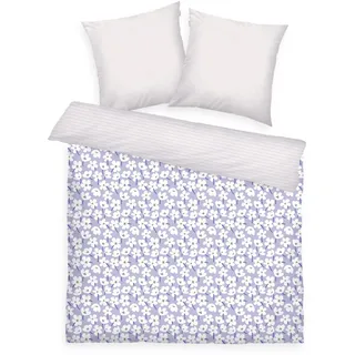 Tom Tailor Wendebettwäsche Floral Baumwolle Lila 200 x 220 cm + 2 x 80 x 80 cm