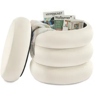 Songmics Hocker mit Stauraum Samt 43 x 47 cm Creme