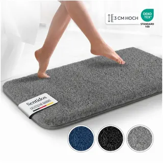 Sentidos Badematte badteppich rutschfest Eleganter Badezimmerteppich, Höhe 20 mm, Polyester, 60x100cm, badematten badläufer badgarnitur badteppiche teppich toilette grau 60x100cm