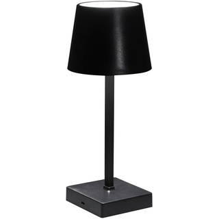 Tischleuchte Indoor Akku Tischlampe dimmbar 3-Stufen Nachttischleuchte USB, schwarz, LED warmweiß, LxBxH 10,5x10,5x26 cm