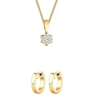 Diamore Damen Halskette 585 Gelbgold Diamant 0,15ct Gold Länge 45 cm + Diamore Damen-Creole Diamant - 0306430817