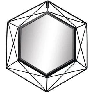 Wandspiegel Industrial 43 x 37 cm Schwarz modern  6-eckig, metall Spiegel