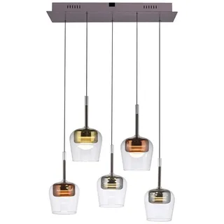 Paul Neuhaus LED Pendelleuchte Pendellampe Q-KON Smarthome, Dimmfunktion, höhenverstellbar, CCT, 5xLED Board/9W, warmweiß-kaltweiß, manuell höhenverstellbar Comfort Lift, Glas braun 32.50 cm x 65.00 cm x 200.00 cm