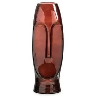 Vase Gesicht 30 cm Glas Braun