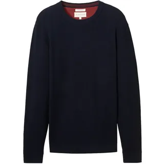 Tom Tailor Structured Crewneck Knit Pullover Knitted Navy Melange 2XL