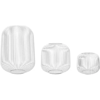 blomus Laterne Lito 3er Set | Weiß | Größe S,M und L | 20L x 20B x 17H cm | 28L x 28B x 27H cm | 33L x 33B x 45H cm | Kerzenhalter Weiß | Windlicht aus Edelstahl | Laterne Deko