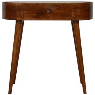 Artisan Furniture Konsolentisch, Braun, Holz, Echtholz,Mangoholz, Holz Optik, 1 Schubladen, Oval, 80x78x40 cm, Wohnzimmer, Wohnzimmertische, Konsolentische