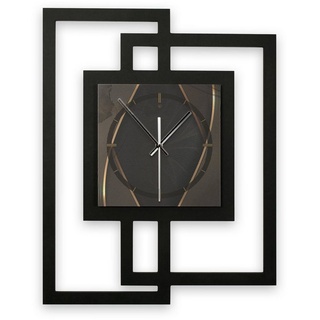 Kreative Feder Wanduhr Design-Wanduhr „Dark Elegance“ in modernem Metallic-Look (ohne Ticken; Funk- oder Quarzuhrwerk; elegant, außergewöhnlich, modern) schwarz