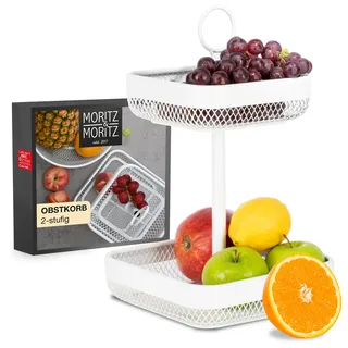 Moritz & Moritz Obst Etagere Weiß Metall – Moderne Obstschale Weiß – Obstkorb Etagere