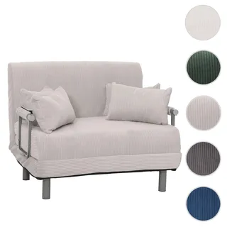 Schlafsessel HWC-K29, Klappsessel Schlafsofa Gästebett, Liegefläche 190x100cm, Stoff Cord (330g/m2) ~ hellgrau