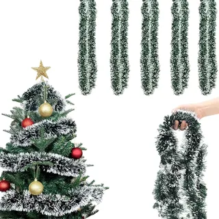Ajuanbazha 10M Girlande Weihnachten, Weihnachtsbaum Girlande, Weihnachtsgirlande Weihnachtsdeko Tannengirlande, Hängende Dekoration für Haus Treppen Kamin Innen Außen (2M)