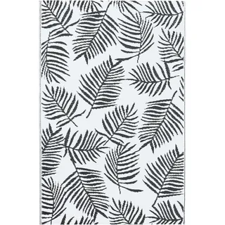 vidaXL Outdoor Teppich Zweischichtiger Jacquard Terrassenteppich Küchenteppich Außenteppich Indoor Balkon Terrasse Flur Küche Bad Weiß Schwarz 190x290cm PP