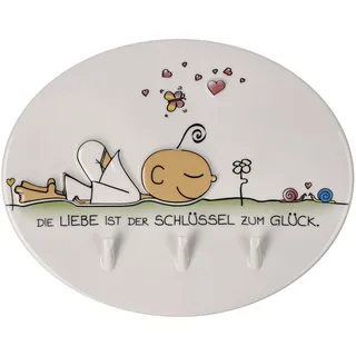 GOEBEL Schlüsselbrett Der kleine Yogi - Der Schlüssel zum Glück 20 cm Weiß