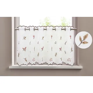 OTTO home Scheibengardine Alphonse (1 St), Durchzuglöcher, transparent, Voile, Bestickt, floral, gemustert, schöne Haptik braun 90 cm x 30 cm