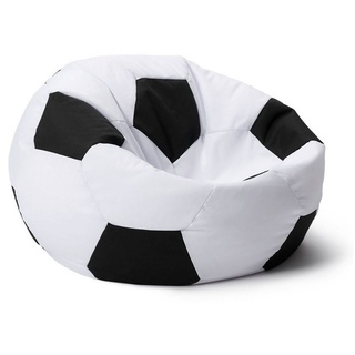 Lumaland Sitzsack Luxury Fußball gaming Sitzkissen Bodenkissen, Fußballoptik, Groß weiß Ø 110 cm