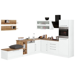 Kochstation Winkelküche KS-Samos, ohne E-Geräte, Stellbreite 300 x 250 cm weiß