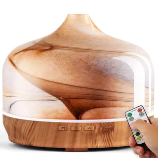 Porseme Aroma Diffuser 500ml,Handgeblasen Luftbefeuchter mit Fernbedienung | Ultraschall Aromatherapie Öle Diffusor Glas,Diffusor für Ätherische Öle Letzte 15-21 Stunden,BPA Frei für Wohnung(Desert)