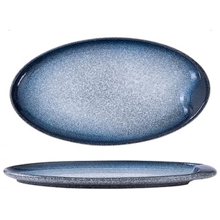 MHUI Japanisch Blaue Fischplatte Haushalt Gedämpfte Fischplatte Große Unterglasur Sushi-Platte Restaurant Set Platte, 2 Stücke