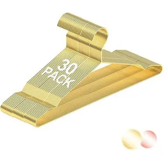 Famanu Metallkleiderbügel - 30 Stück - für Jacken - Hemden - Anzüge - Hosen - robust und stark - platzsparend - gold