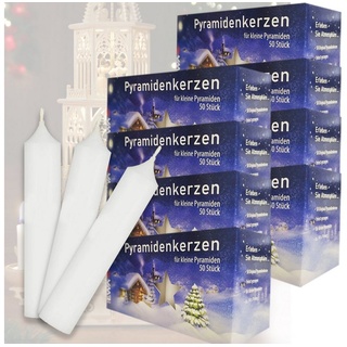 Ebersbacher Kerzenfabrik Adventskerze 400er Set Erzgebirge Pyramidenkerzen, Ø 1,4 x H 7,4 cm, weiß weiß