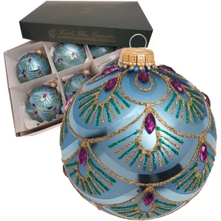 Krebs Glas Lauscha Christbaumkugeln, Türkis, Glas, 8x8x8 cm, Dekoration, Weihnachtsdekoration, Weihnachtsbaumschmuck, Weihnachtskugeln