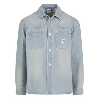 Langarmhemd KARL KANI "Karl Kani Og K Western Denim Overshirt", Herren, Gr. XL, US-Größen, blau (bleach blau), 100% Baumwolle, Hemden