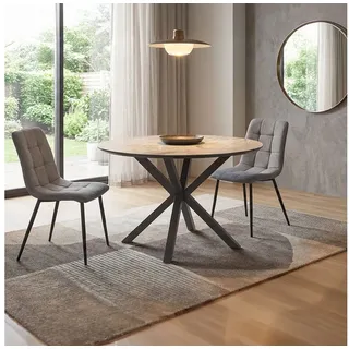 Homestyle4u Esstisch mit 2 Stühlen Essgruppe Polsterstühle 3084