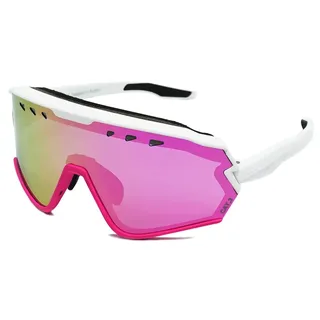 Phieres Sharkbiteph Origin - Sportbrille für Damen und Herren mit UV 400 Protektion und polarisierten Gläsern in Matt Weiß Pink/Cherry