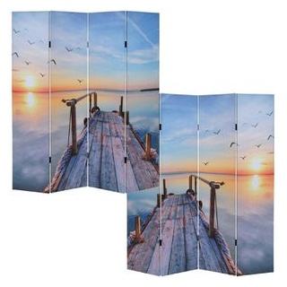 Mendler Paravent Sonnenuntergang, innen, 4-teilig, Foto-Paravent, Holz / Textil, 160 x 180 cm