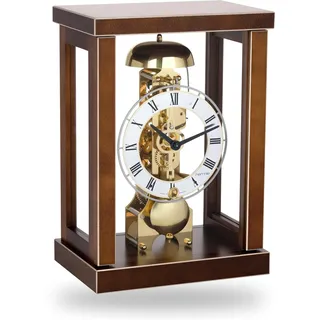 Hermle Hochwertige mechanische Tischuhr mit Schlüsselaufzug Nussbaum 27cm- 23056-030791