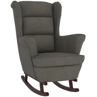 vidaXL Schaukelsessel mit Massivholz-Gummibeinen Samt 78 x 97 x 93 cm Dunkelgrau