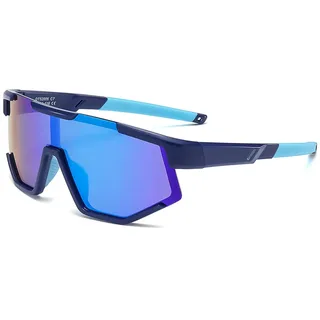 LOJUDI Polarisiert Fahrradbrille Kinder Sonnenbrille - Sportbrille Verspiegelt Mädchen Jungen Schnelle Brille Jugendliche UV Schutz Sonnenbrillen - 65 mm