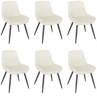 WOLTU Esszimmerstühle 6er Set, Küchenstühle gepolstert | ergonomisch mit Rückenlehne, Samt, für Wohnzimmer Küche Esszimmer, Cremeweiß
