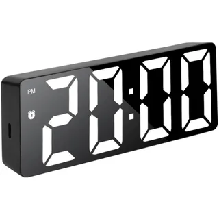 FANSU Nachttisch Wecker Digital, Digitalwecker Großem Display Netzbetrieb/Batteriebetrieben 12/24HR LED Leuchtziffern Digitaler Wecker 3 Helligkeit Schlummerfunktion (Schwarz + Weiß,Einheitsgröße)
